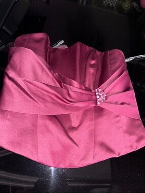 Alfred Angelo Deep Berry Satin Bustier with Floral Accent
